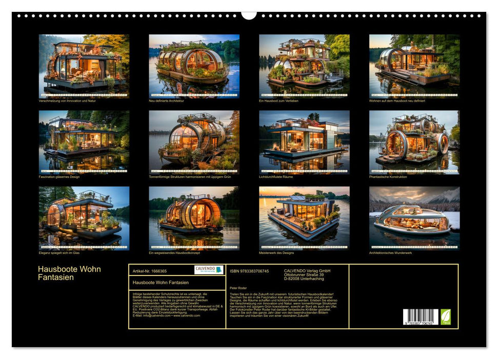 Hausboote Wohn Fantasien (CALVENDO Wandkalender 2024)
