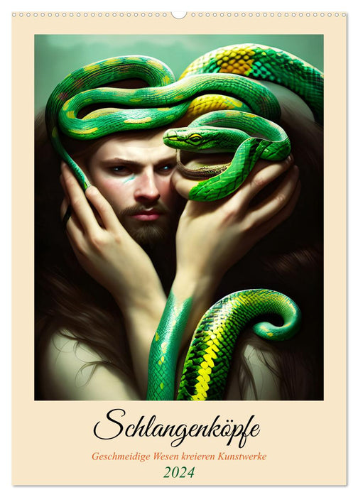 Schlangenköpfe Geschmeidige Wesen kreieren Kunstwerke (CALVENDO Wandkalender 2024)