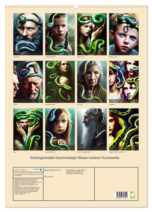 Schlangenköpfe Geschmeidige Wesen kreieren Kunstwerke (CALVENDO Wandkalender 2024)