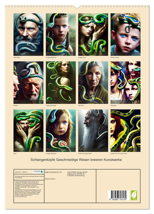 Schlangenköpfe Geschmeidige Wesen kreieren Kunstwerke (CALVENDO Premium Wandkalender 2024)