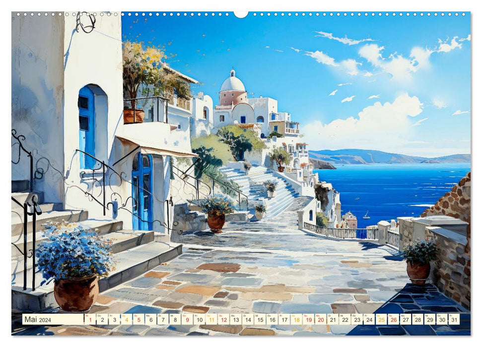 Santorini Inselträume (CALVENDO Wandkalender 2024)