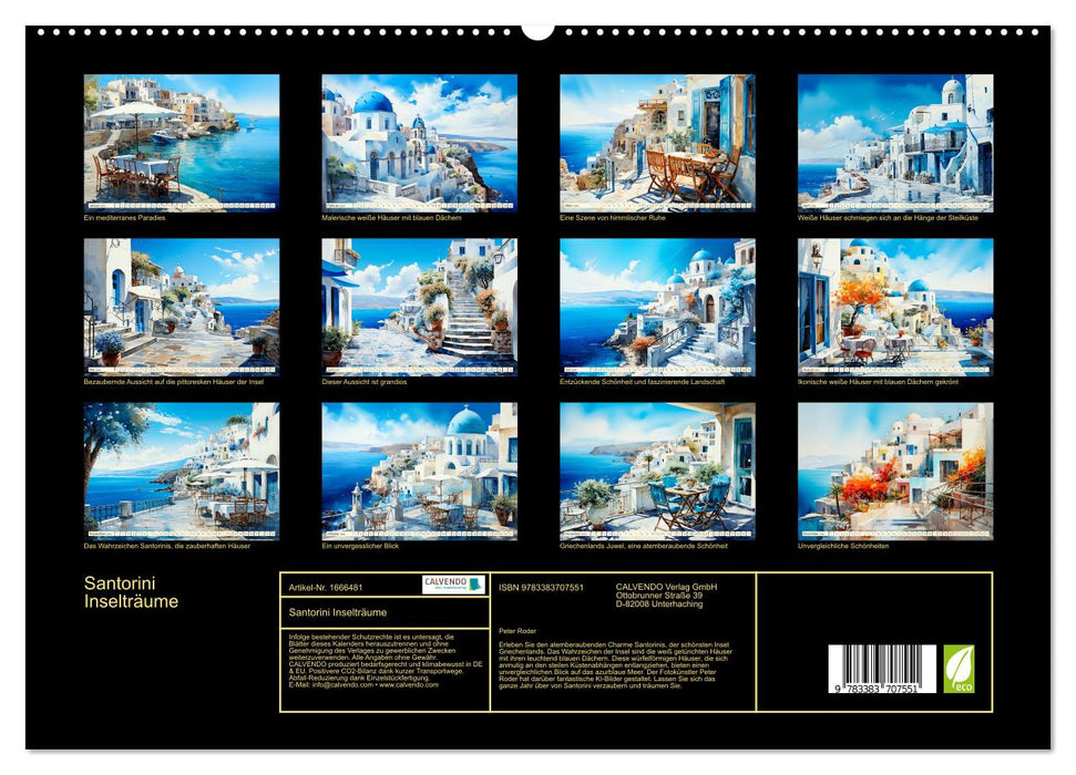 Santorini Inselträume (CALVENDO Premium Wandkalender 2024)