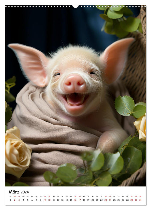 Glücksschweinchen (CALVENDO Wandkalender 2024)