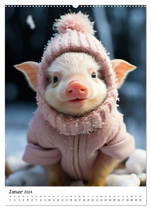Glücksschweinchen (CALVENDO Premium Wandkalender 2024)