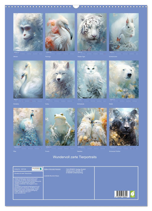 Wundervoll zarte Tierportraits (CALVENDO Wandkalender 2024)