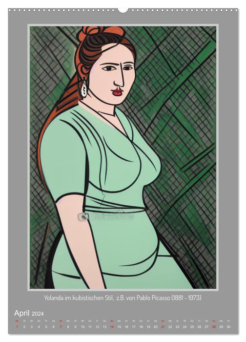 Yolanda in der Kunstgalerie (CALVENDO Premium Wandkalender 2024)