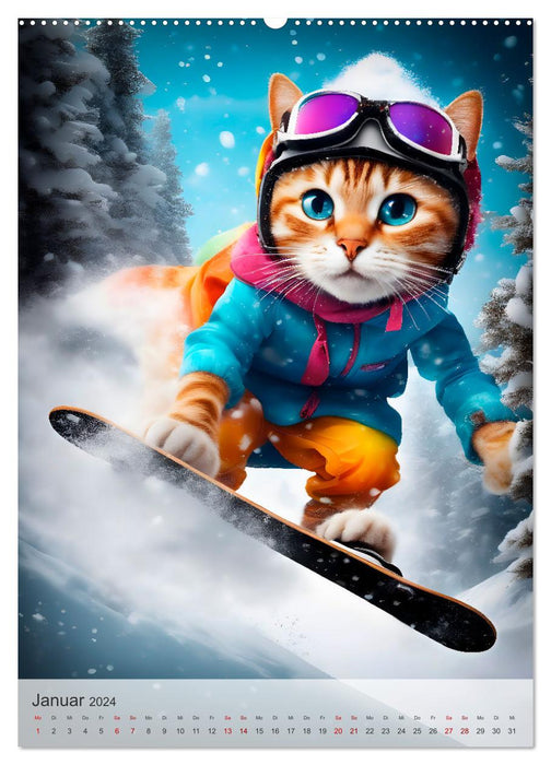Outdoorsport für Katzen (CALVENDO Premium Wandkalender 2024)