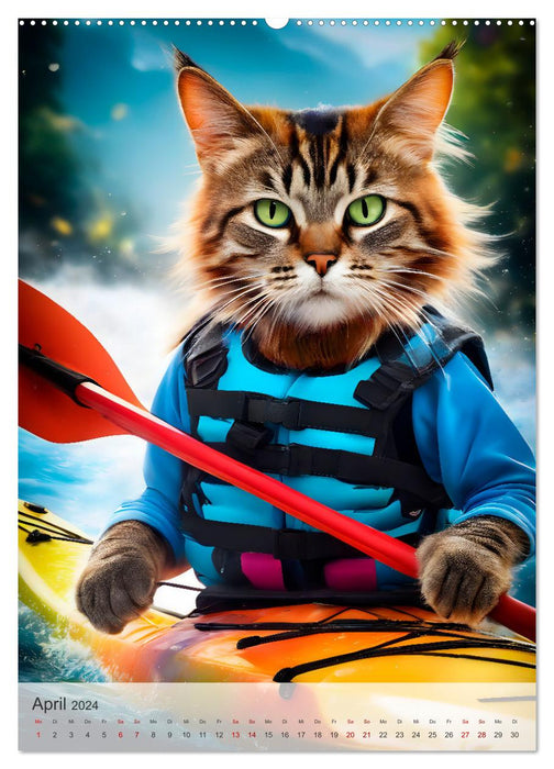 Outdoorsport für Katzen (CALVENDO Premium Wandkalender 2024)