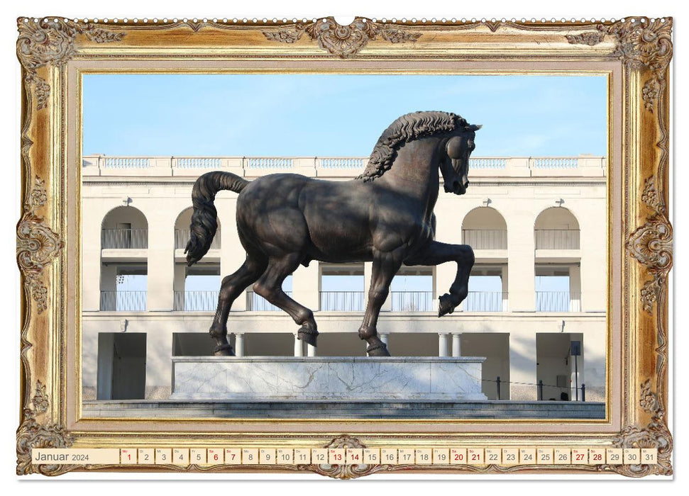 Pferde sind Kunst - horizontal (CALVENDO Premium Wandkalender 2024)