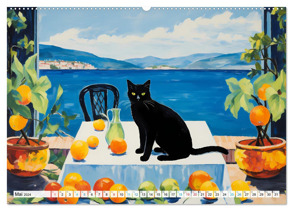 Kunstvolle Katzen (CALVENDO Premium Wandkalender 2024)
