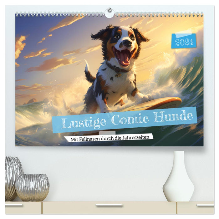 Lustige Comic Hunde (CALVENDO Premium Wandkalender 2024)