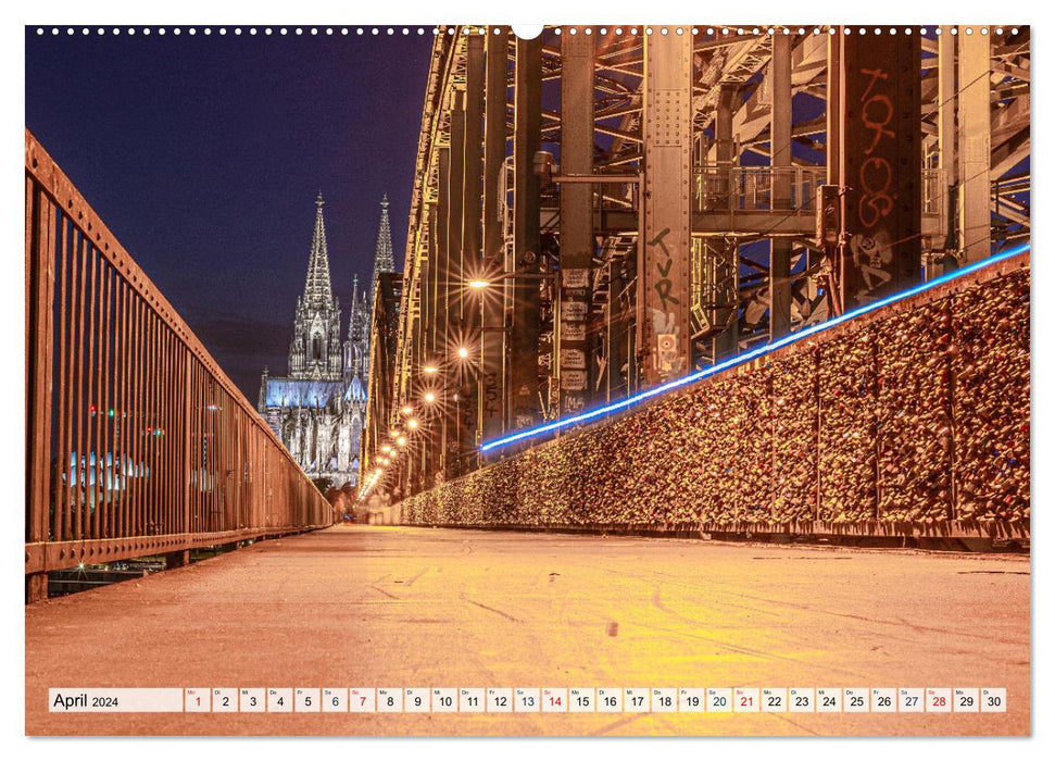 Impressions de Cologne de jour comme de nuit (Calendrier mural CALVENDO Premium 2024) 