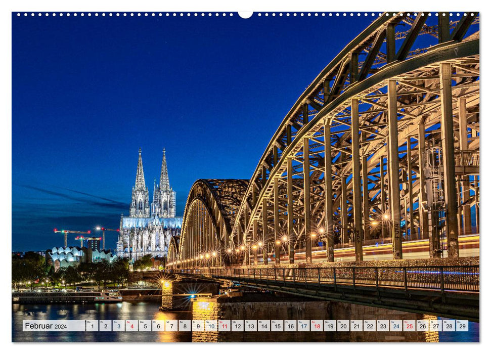Impressions de Cologne de jour comme de nuit (calendrier mural CALVENDO 2024) 