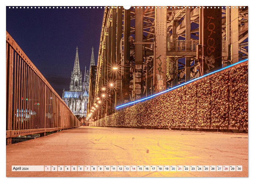 Impressions de Cologne de jour comme de nuit (calendrier mural CALVENDO 2024) 