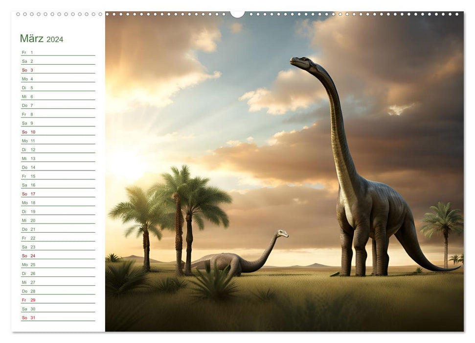 KI Dinosaurier - Herrscher der Lüfte, Land und Meer (CALVENDO Wandkalender 2024)