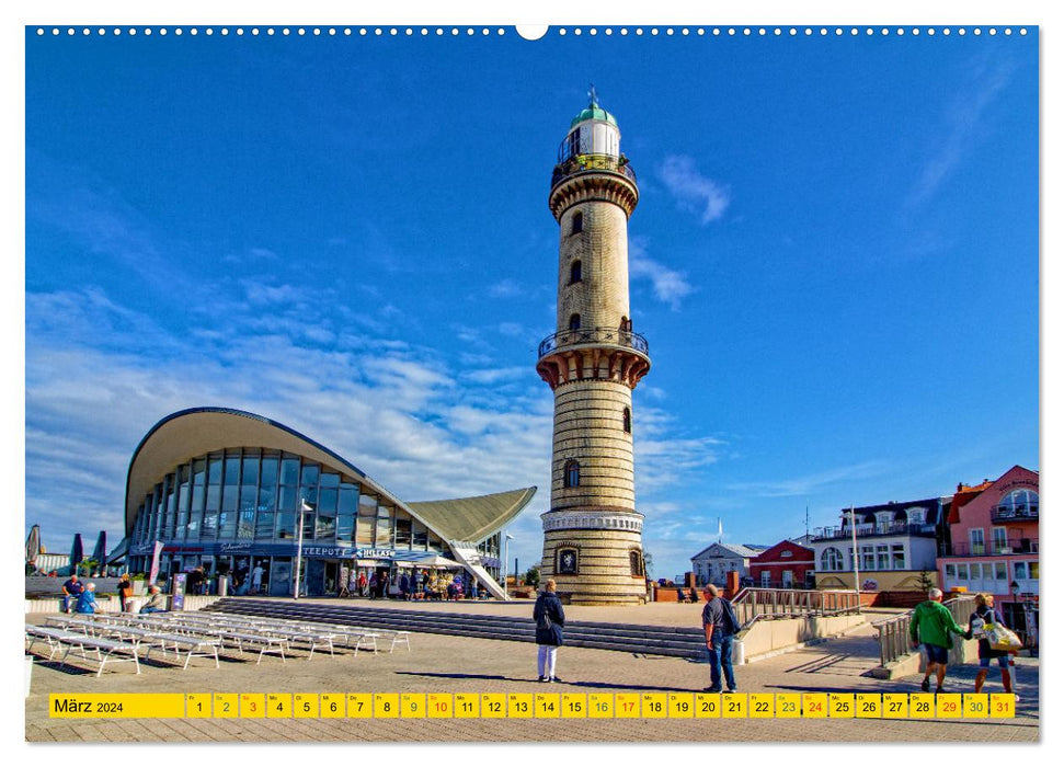 Station balnéaire de Warnemünde - un lieu de nostalgie au bord de la mer Baltique (Calendrier mural CALVENDO Premium 2024) 