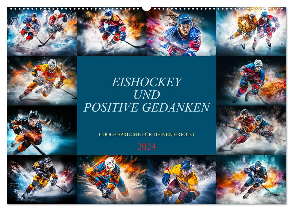 Hockey sur glace et pensées positives (Calendrier mural CALVENDO 2024) 