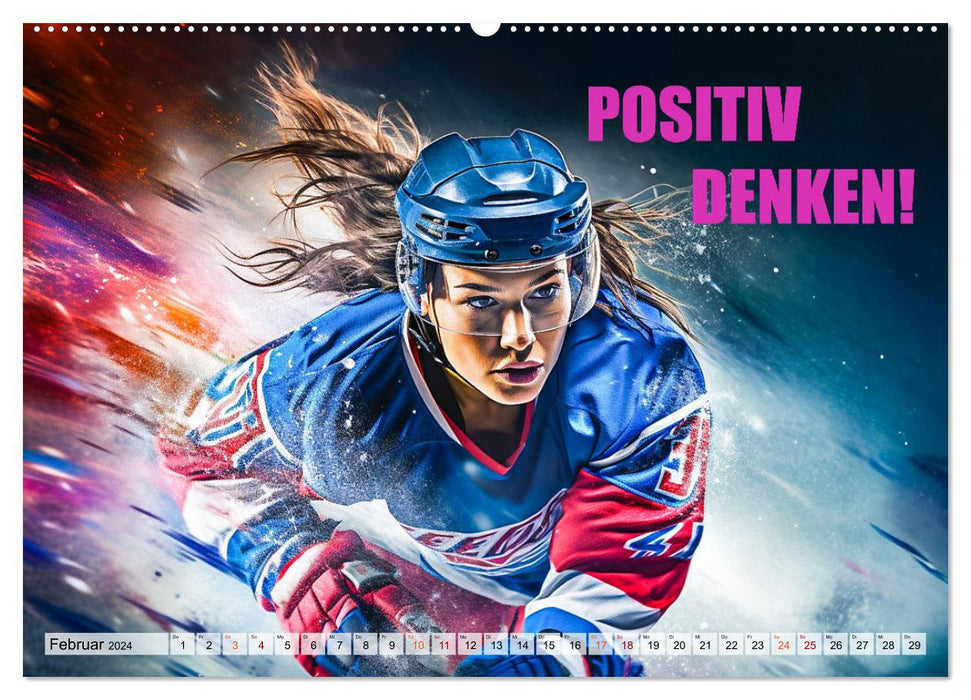 Eishockey und positive Gedanken (CALVENDO Wandkalender 2024)