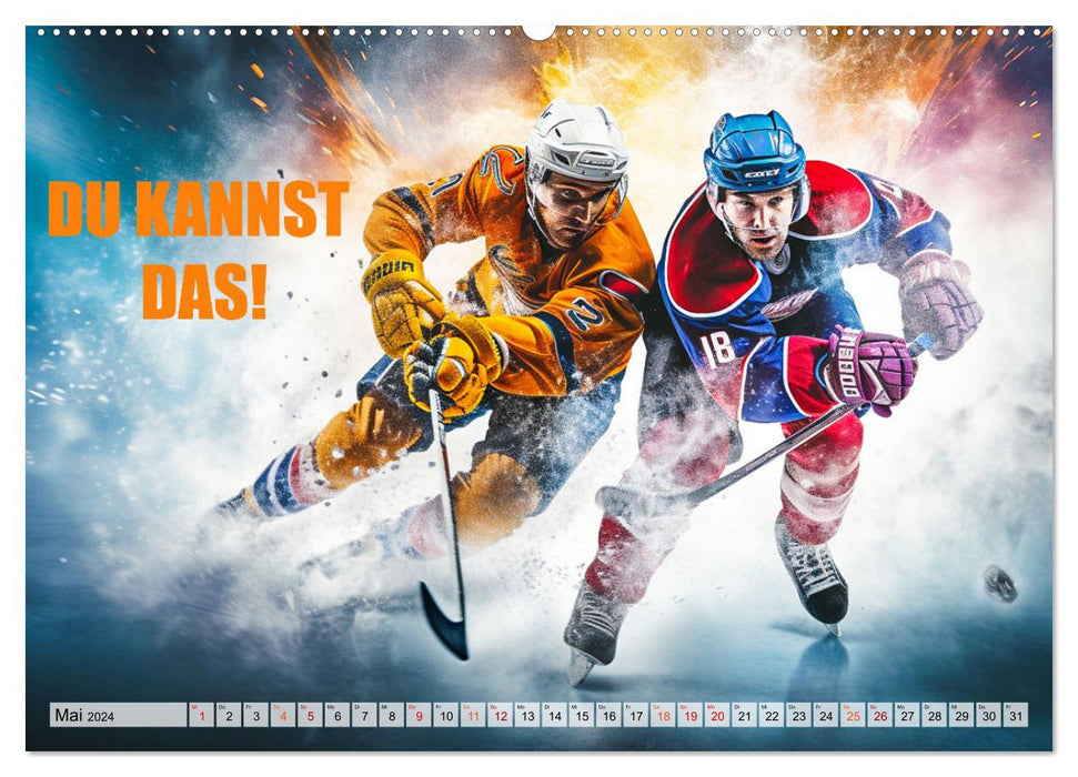 Hockey sur glace et pensées positives (Calendrier mural CALVENDO 2024) 