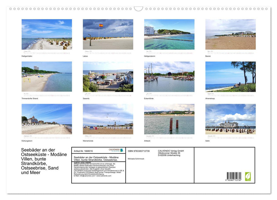 Stations balnéaires sur la côte de la mer Baltique - villas à la mode, chaises de plage colorées, brise de la mer Baltique, sable et mer (calendrier mural CALVENDO 2024) 