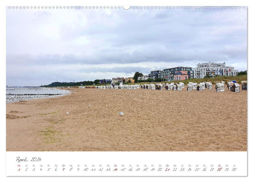 Stations balnéaires sur la côte de la mer Baltique - villas à la mode, chaises de plage colorées, brise de la mer Baltique, sable et mer (calendrier mural CALVENDO 2024) 