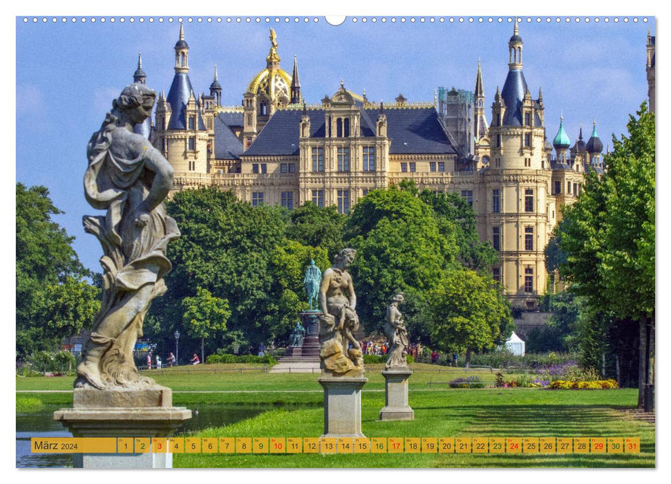 Castle Impressions - Résidence et capitale de l'État Schwerin (Calendrier mural CALVENDO Premium 2024) 