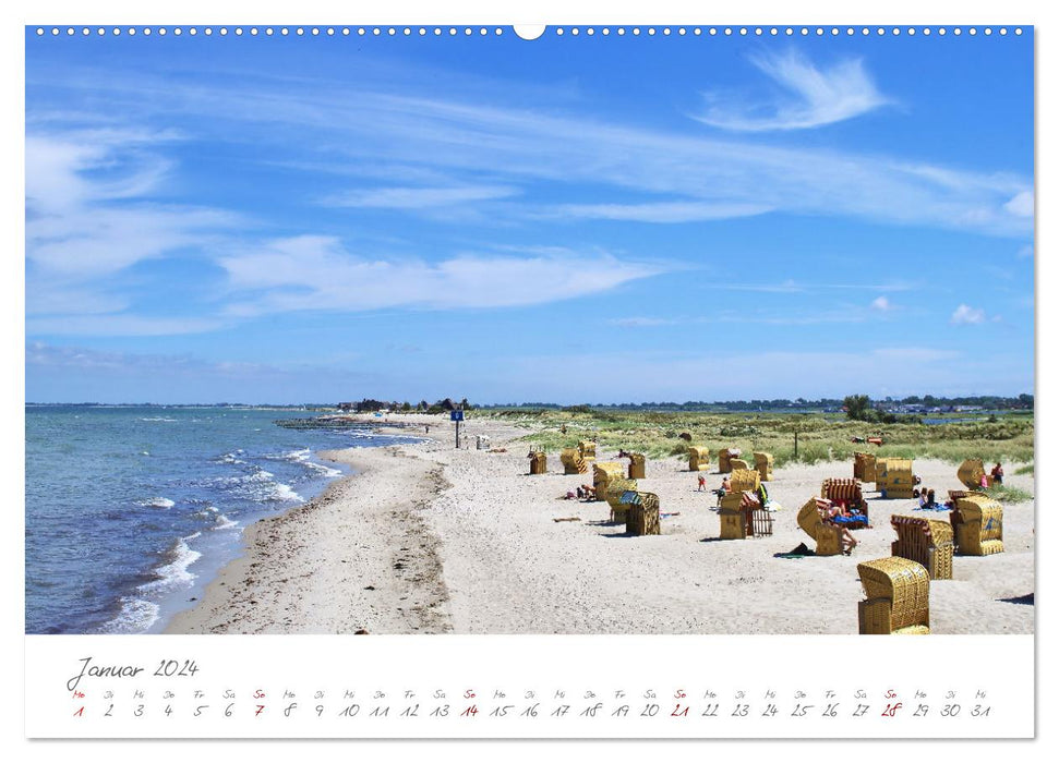 Stations balnéaires sur la côte de la mer Baltique - villas à la mode, chaises de plage colorées, brise de la mer Baltique, sable et mer (Calendrier mural CALVENDO Premium 2024) 