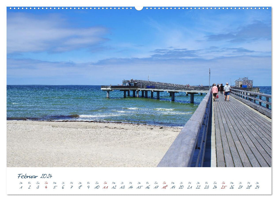 Seebrücken an der Ostsee - Aufs Meer laufen und die frische Ostseebrise genießen (CALVENDO Premium Wandkalender 2024)