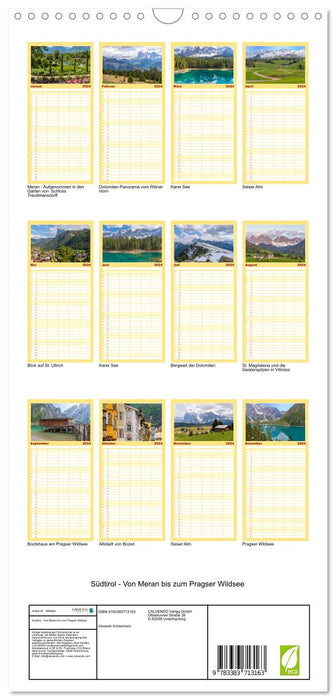 Südtirol - Von Meran bis zum Pragser Wildsee (CALVENDO Familienplaner 2024)