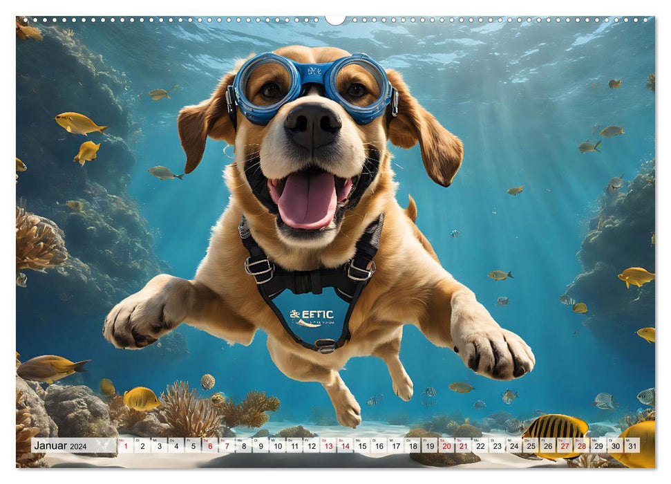 Hunde abgetaucht (CALVENDO Wandkalender 2024)