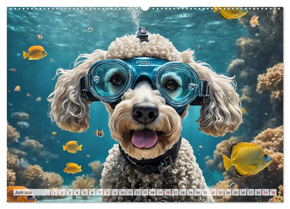 Hunde abgetaucht (CALVENDO Premium Wandkalender 2024)
