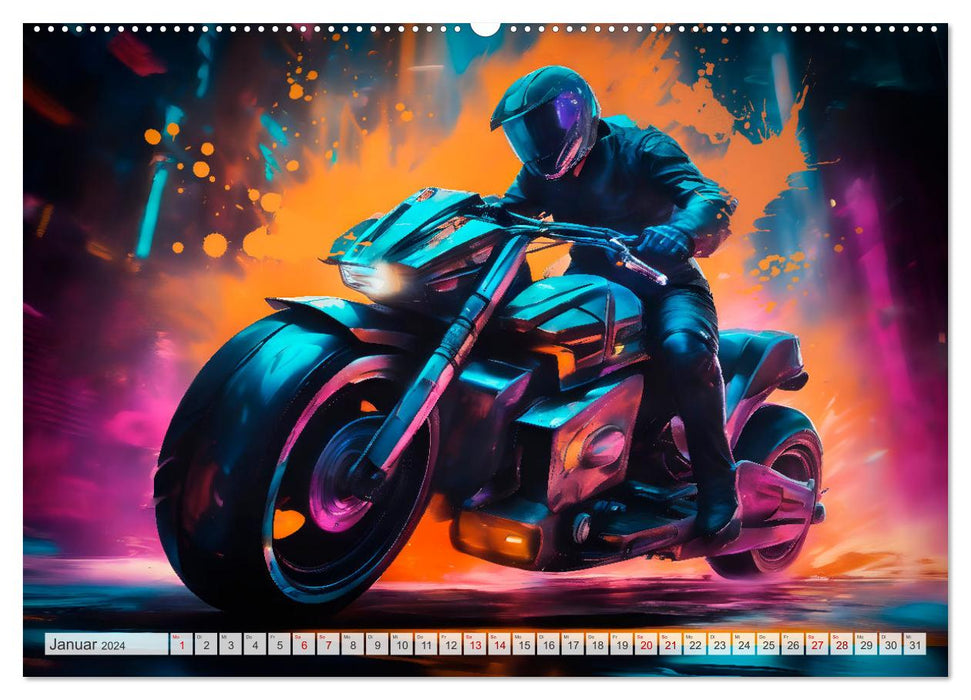 Cool MOTOS générées par l'IA (Calvendo Premium Wall Calendar 2024) 