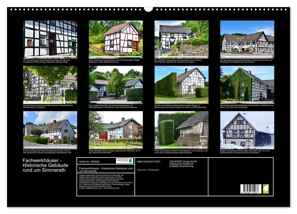 Fachwerkhäuser - Historische Gebäude rund um Simmerath (CALVENDO Wandkalender 2024)