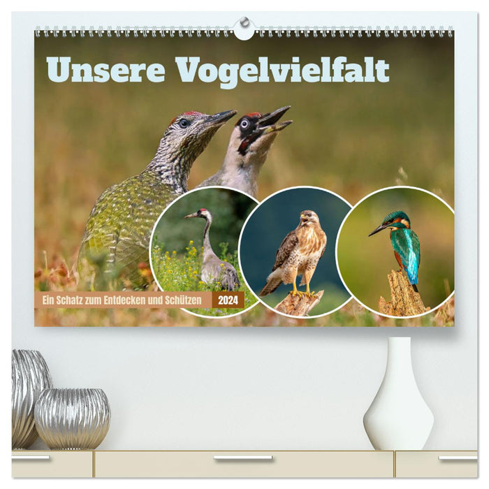 Unsere Vogelvielfalt: Ein Schatz zum Entdecken und Schützen (CALVENDO Premium Wandkalender 2024)