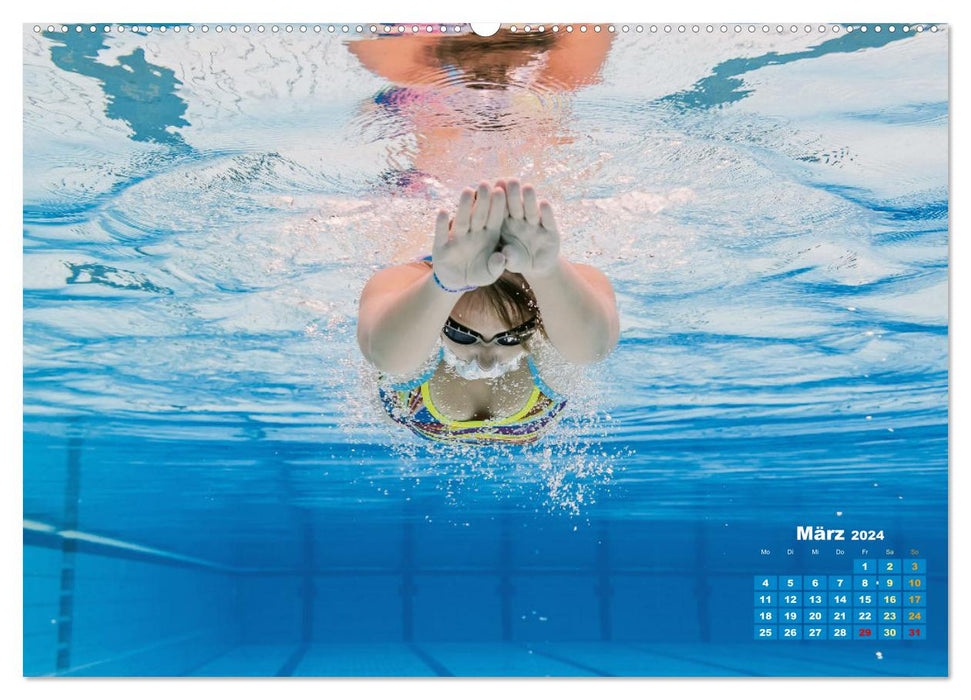 Schwimmen: Sport auf blauen Bahnen (CALVENDO Premium Wandkalender 2024)