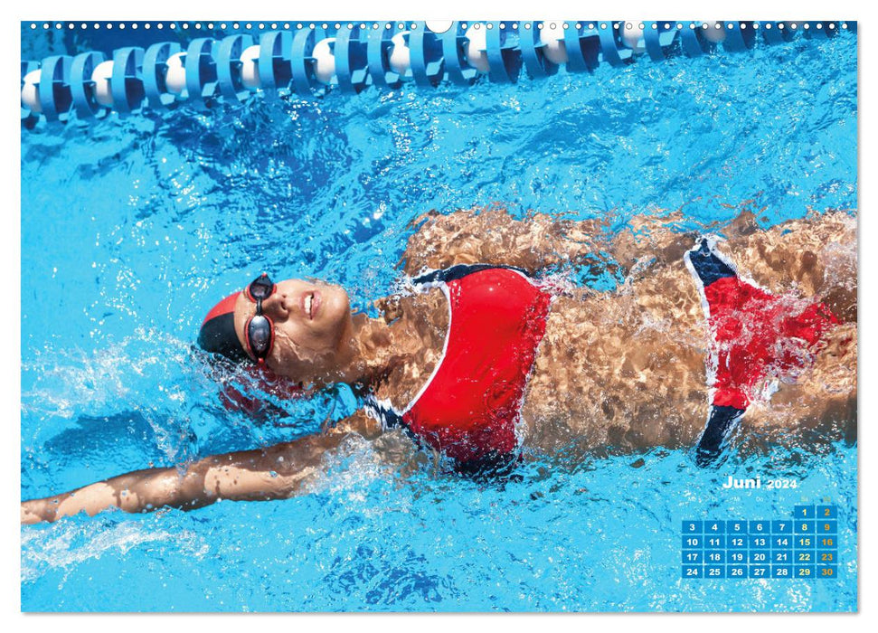 Natation : Sport sur couloirs bleus (Calendrier mural CALVENDO Premium 2024) 