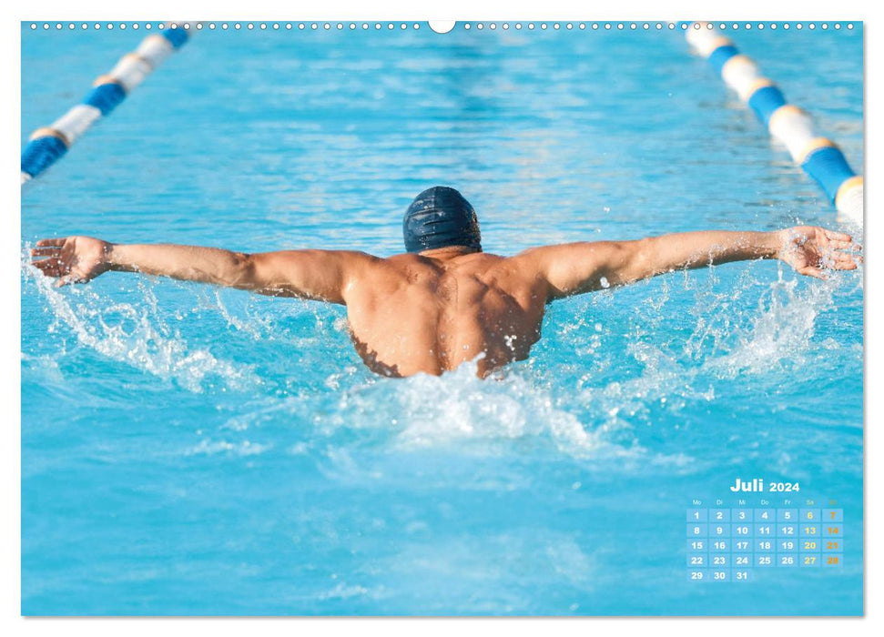 Natation : Sport sur couloirs bleus (Calendrier mural CALVENDO Premium 2024) 