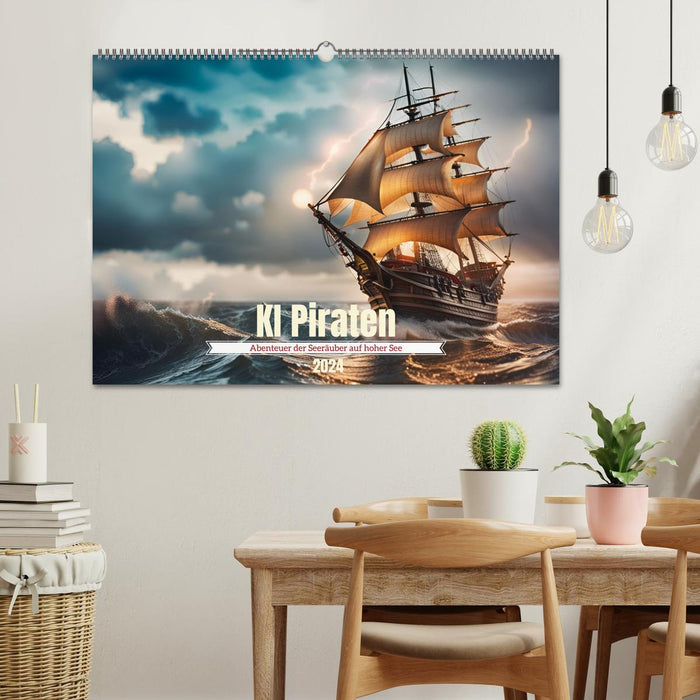 KI Piraten - Abenteuer der Seeräuber auf hoher See (CALVENDO Wandkalender 2024)