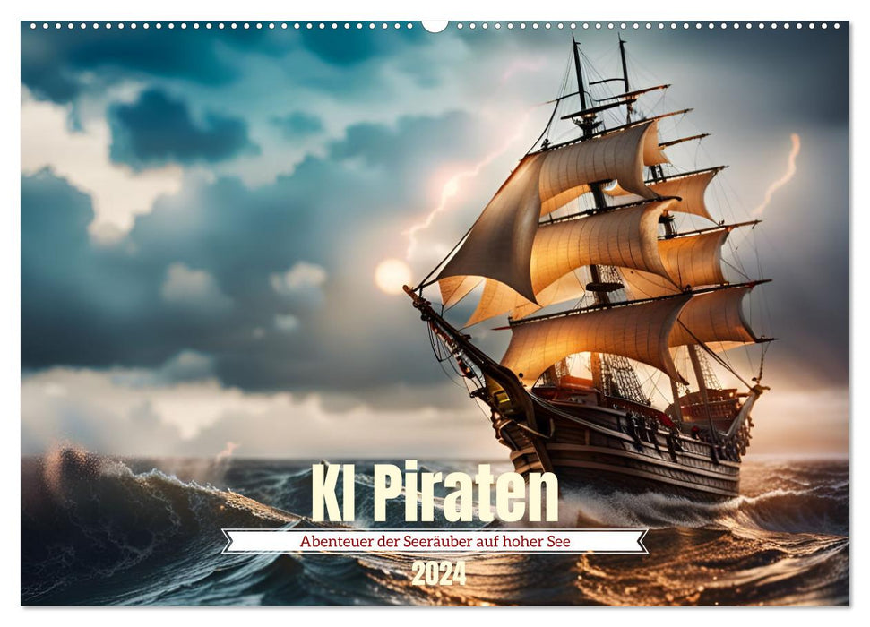 KI Piraten - Abenteuer der Seeräuber auf hoher See (CALVENDO Wandkalender 2024)