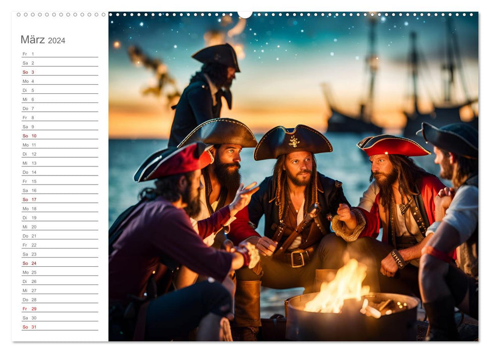 KI Piraten - Abenteuer der Seeräuber auf hoher See (CALVENDO Premium Wandkalender 2024)