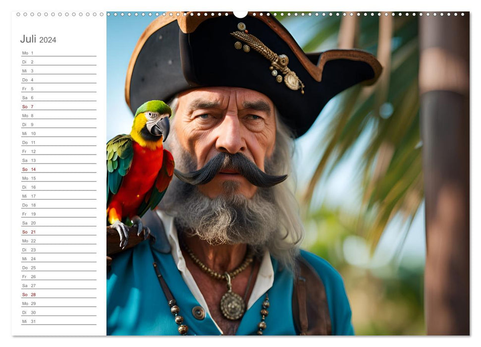 KI Piraten - Abenteuer der Seeräuber auf hoher See (CALVENDO Premium Wandkalender 2024)