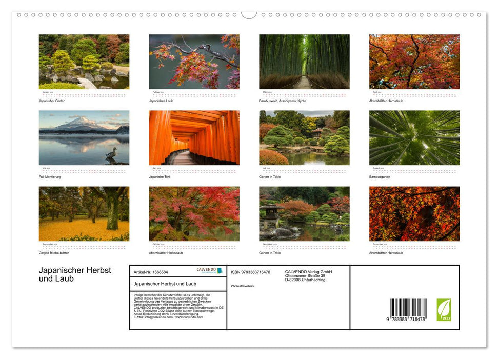 Japanischer Herbst und Laub (CALVENDO Premium Wandkalender 2024)