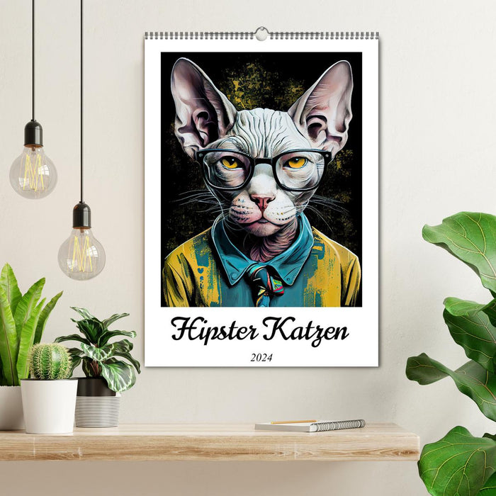 Hipster Katzen (CALVENDO Wandkalender 2024)