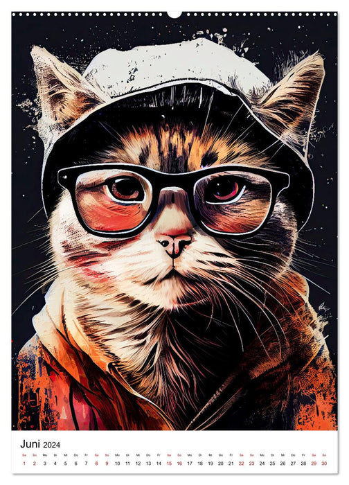 Hipster Katzen (CALVENDO Wandkalender 2024)