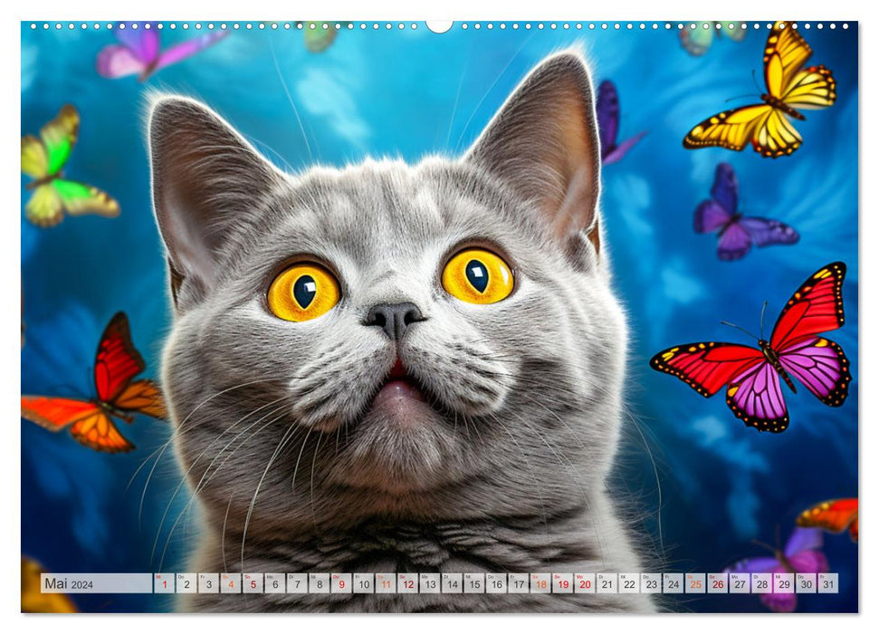 Die Katze und der Schmetterling (CALVENDO Wandkalender 2024)