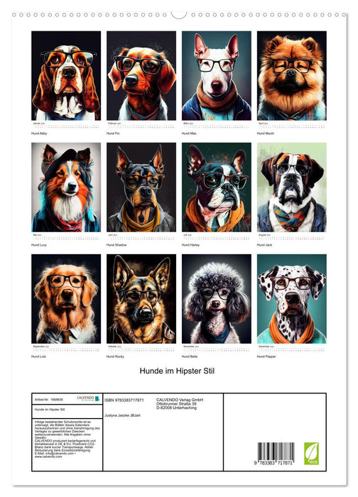 Hunde im Hipster Stil (CALVENDO Premium Wandkalender 2024)