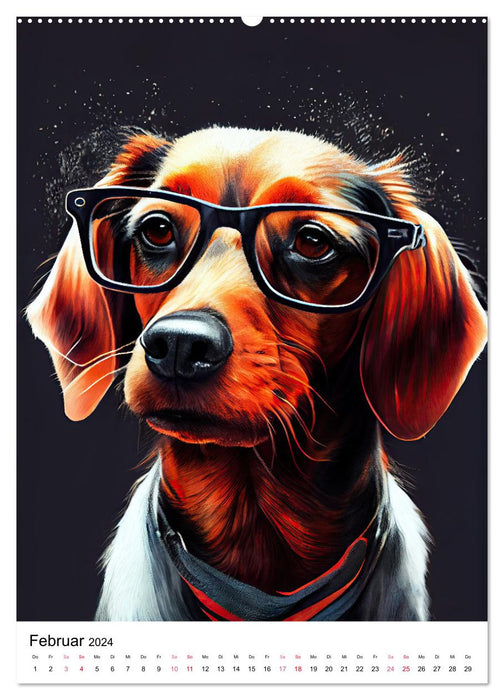 Hunde im Hipster Stil (CALVENDO Premium Wandkalender 2024)