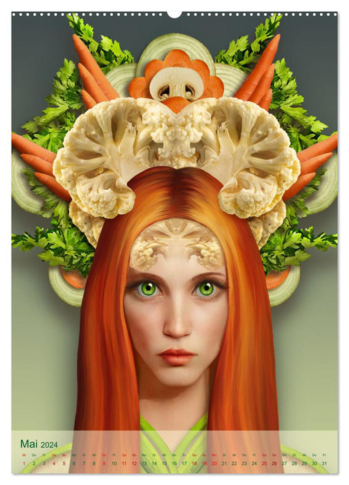 Zum Anbeissen - surreale Frauenportraits mit Obst und Gemüse (CALVENDO Wandkalender 2024)
