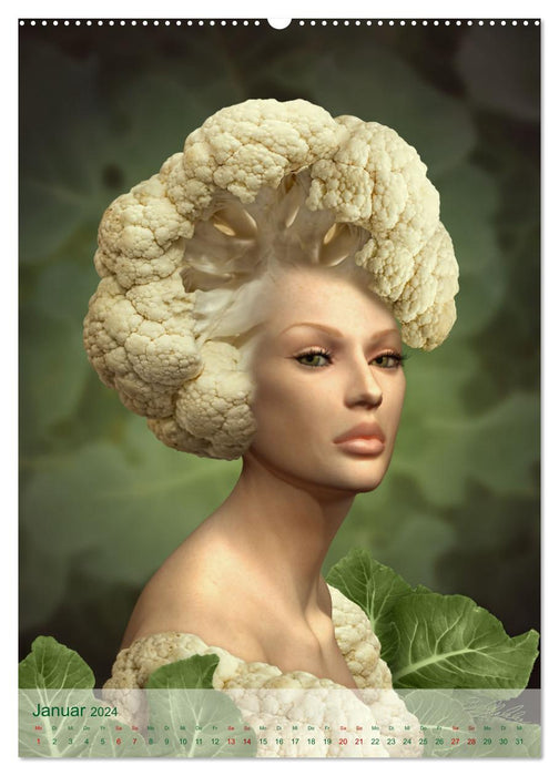 Zum Anbeissen - surreale Frauenportraits mit Obst und Gemüse (CALVENDO Premium Wandkalender 2024)