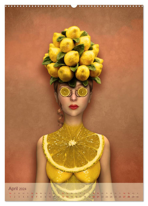 Zum Anbeissen - surreale Frauenportraits mit Obst und Gemüse (CALVENDO Premium Wandkalender 2024)